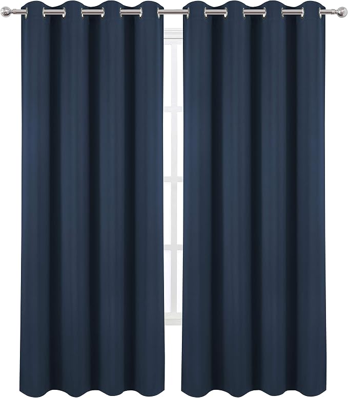 Navy Blue Thermal Blackout Curtains/52 x 95 Inch/Set of 2 Panels Room Darkening - Image 2