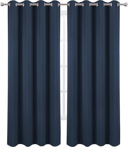 Blackout Curtains 66 x 84 inch/Navy Blue Curtains Set of 2 Panels/Thermal - Image 2