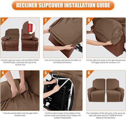 VANSOFY Oversized Recliner Cover, 2-Pieces Stretch Reclining Couch Cover - Image 4