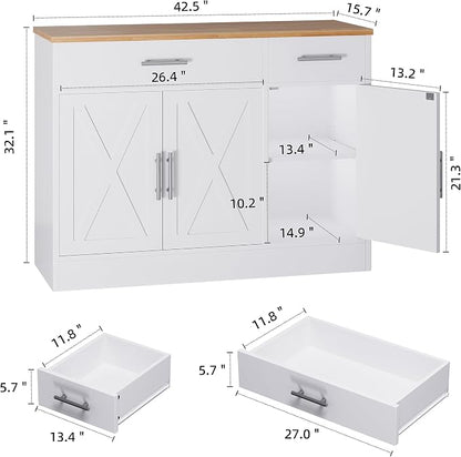Shintenchi Modern Farmhouse Sideboard Buffet Cabinet - Image 3