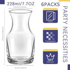 6 Pack Single Serving Wine Carafe Glass Small Mini Carafe Individual Wine Refill Decanter for Dinner Parties Tastings Bars Restaurants (7.7 oz)