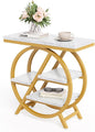 LITTLE TREE End Table, 4-Tier Narrow Faux Marble Side Table by LITTLETREE