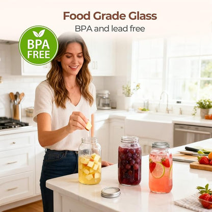 ComSaf Large Mason Jars 64oz Half Gallon 3 Pack, Wide Mouth Mason Jars with Lids and Seal Bands, Glass Canning Jars for Pickling, Jam, Jelly, Salad, Desert, Shower Wedding Favors