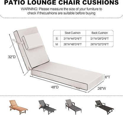 Chaise Lounge Cushions Outdoor 80x26x6 Inch, Fade Resistant 6'' Thicken Outdoor - Image 3