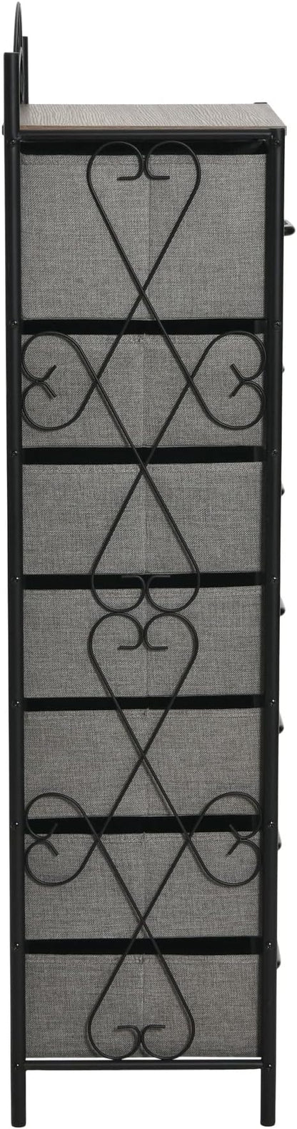 Household Essentials Ashwood & Iron Eight-Drawer Dresser Tower - Image 5