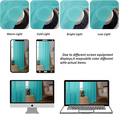Chyhomenyc Turquoise Sheer Curtains 120 Inches Long - Image 7