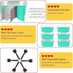 LNYZQUS 10oz/80pack Foil Mini Cake Tins with Lids 4”X4” Small Cake Baking Pans Cupcake Containers,Disposable Ramekins Mini Aluminum Brownie Pan Large Muffin Cups Holders-Cyan Blue