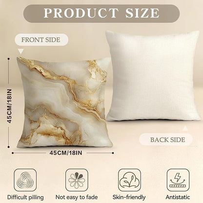 OBSEDE Inspirational Beige Marble Decorative Throw Pillow Covers 18 × 18 in - Image 3
