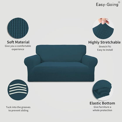 Easy-Going Stretch Loveseat Couch Covers Washable Deep Teal | 1-Piece Loveseat - Image 3