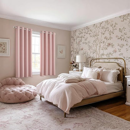 MIULEE Blackout Curtains for Bedroom 2 Panels 55 x 68 Inch Long Pink | Thermal - Image 6