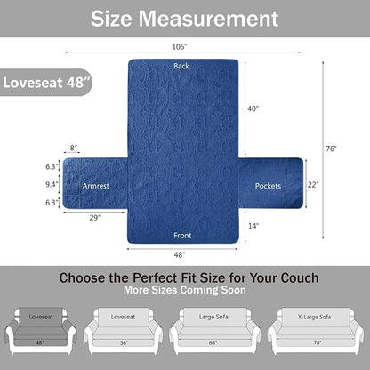 Blue Loveseat Covers for 2 Cushion Couch, Water-Repellent Covers for Love Seat - Image 7