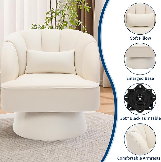 Garvee Ultra-Plush Swivel Accent Chair, 360° Barrel Lounge Chair - Image 5