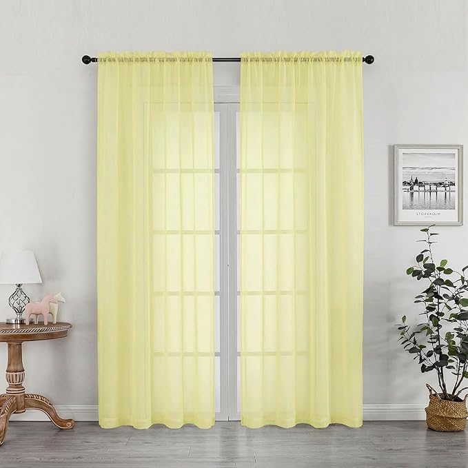 Sheer Curtains 78 Inches Long 2 Panels Set by OWENIE