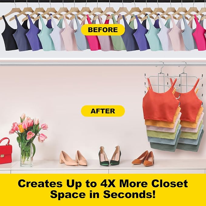 Metal Tank Top Hanger 2 Pack, Space Saving Bra Organizer - Image 2