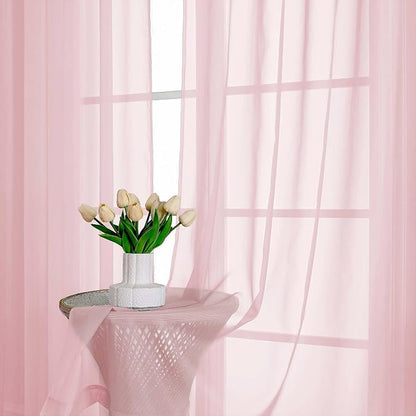 Blush Pink Sheer Curtains 72 Inches Long 2 Panels Set, Light Filtering Sheer - Image 6