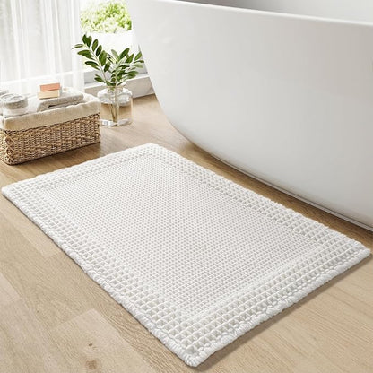 RESARE Waffle Bath Mat for Bathroom, Non Slip Bathroom Rugs 17"x24" White | by Resare