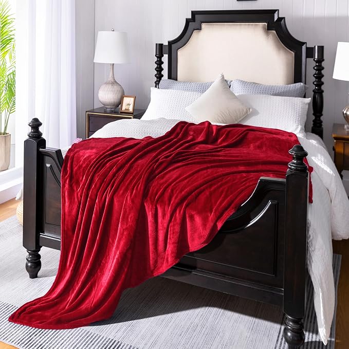Red Fleece Plush Throw Blanket 108"x90"for Couch Sofa Fuzzy Cozy Flannel | by JIAHANNHA