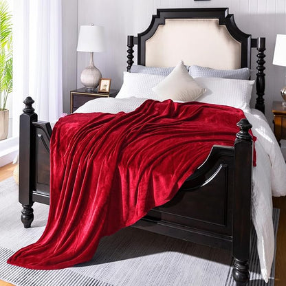 Red Fleece Plush Throw Blanket 108"x90"for Couch Sofa Fuzzy Cozy Flannel | by JIAHANNHA