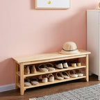 XKZG Storage Bench Wooden Shoe Rack Bench Simple Style Wood Entryway Bench (Natural,39.4")