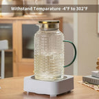 Glass Pitcher with Lid,84 oz/2.5 Liter Vintage Water Pitcher, Clear Borosilicate Glass Water Carafe for Cold Brew, Coffee, Lemonade, Iced Sun Tea, Juice, Beverage, Milk, Heat Resistant