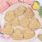 8pcs Christmas Cookie Cutter Set Merry Christmas Cookie Cutters with Plunger Stamps Biscuit Mold 3D Snowman Cookie Molds Cake Baking Fondant Cutter Christmas Party DIY Cookie Decorating Supplies (L8)
