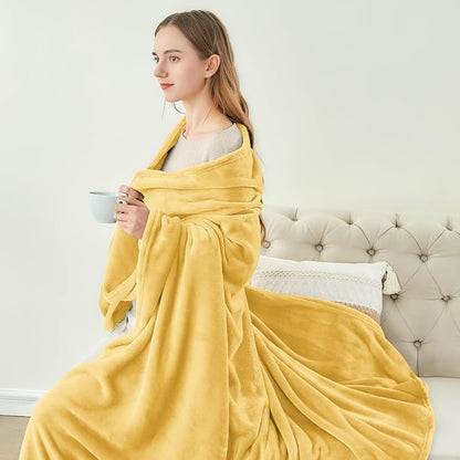 BEDELITE Fleece Blanket Soft Plush Twin Size Blanket Cream Yellow 60"x80" | - Image 5