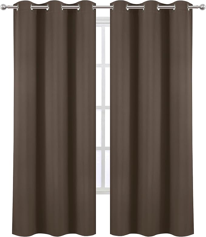 Chocolate Brown Thermal Blackout Curtains/42 x 95 Inch/Set of 2 Panels Room - Image 2