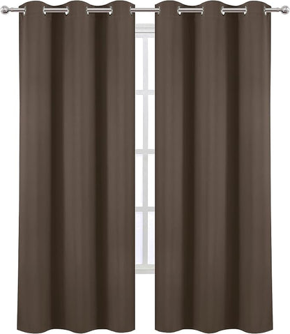 Chocolate Brown Thermal Blackout Curtains/38 x 84 Inch/Set of 2 Panels Room - Image 2