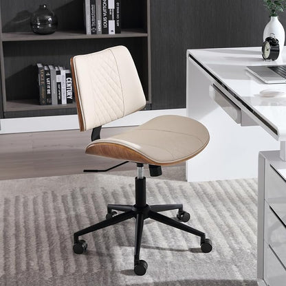 Home Office Chair No Arms with Wheels, Adjustable Height Small Desk Chair - Image 4