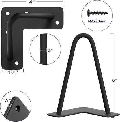 SMARTSTANDARD 6 Inch Heavy Duty Hairpin Furniture Legs, Metal Home DIY Projects - Image 2