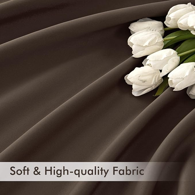 MIULEE Chocolate Brown Back Tab Blackout Curtains 52"x72" Long 2 Panels Set | - Image 6