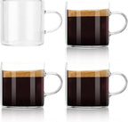 4-Pack 4oz Espresso Cups Espresso Shot Glasses with Handle, Small Glass Coffee Cups, Espresso Mugs Demitasse Cups Cappuccino Cup for Hot or Cold Latte, Tea, Microwave Dishwasher Safe