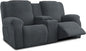 Recliner Loveseat Covers with Console, 6-Piece Stretch Geometric Strokes by Unknown
