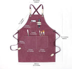 Cotton Canvas Cross Back Apron for Art Painting Garden Chef Bartender Work,Women Men 3 Pockets Waterproof Adjustable M-XXL