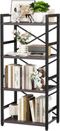 Homeiju Grey Bookshelf, 4 Tier Small Bookcase by Homeiju