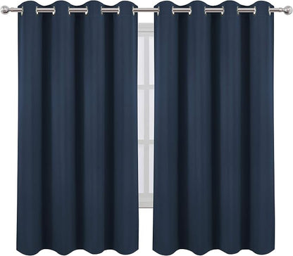 Blackout Curtains 52 x 63 inch/Navy Blue Curtains Set of 2 Panels/Thermal - Image 2