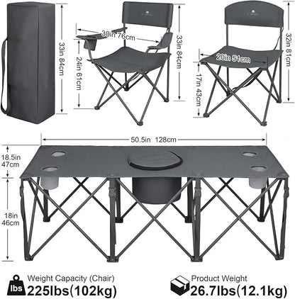 Camping Chair Set of 3, Outdoor Folding Camping Chairs - Image 3