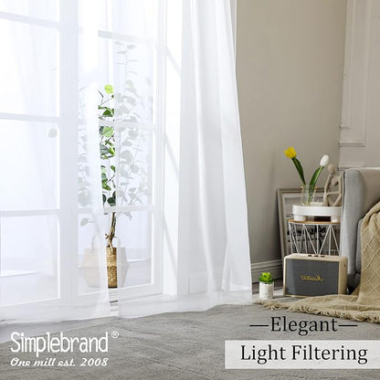 Simplebrand Sheer White Curtains 120 Inches Long, Extra Long Rod Pocket Solid - Image 5