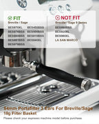 54mm Bottomless Portafilter, 3 Ears Bottomless Naked Portafilter Compatible with Breville/Sage Barista Express BES870/876/878/880/881/450/500/810/840, with Puck Screen and 18g Filter Basket