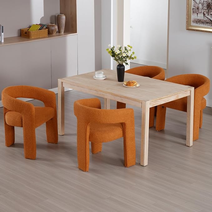 Modern Sherpa Dining Chairs Set of 2, Upholstered Barrel Chairs - Image 7