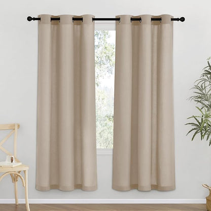 NICETOWN Taupe Thick Linen Curtains 72" Length, Grommet Privacy Window by NICETOWN
