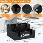 Disposable Coffee Cup Dispenser Lid Holder for Counter, Wood 6 Compartments Coffee Station Organizer for Cup Lid Sleeve Pods Condiment, Paper Cup Dispenser Coffee Bar Accessories Storage Organizer