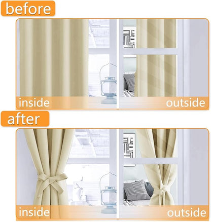 Blackout Curtains for Bedroom, Light Beige, 42 x 63 Inch, 2 Panels | Thermal - Image 4
