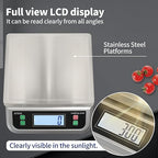 Large Kitchen Scale 40kg Food Scales for Kitchen with Tare and Pcs Funtion 88lbs Stainless Stee Tray Baking Scale for Cooking with Adapter, 6 Units(Silver, 40kg)
