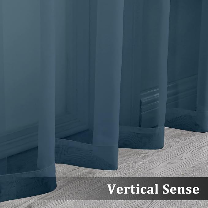 Dusty Blue Sheer Curtains 108 Inches Long, Light Filtering Semi Transparent - Image 6