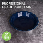 Bosmarlin Ceramic Pie Pan, 9 Inches Pie Dish, 50 oz, Pie Plate for Baking, Microwave, Oven Safe and Dishwasher safe (Deep Blue, 9 inches)