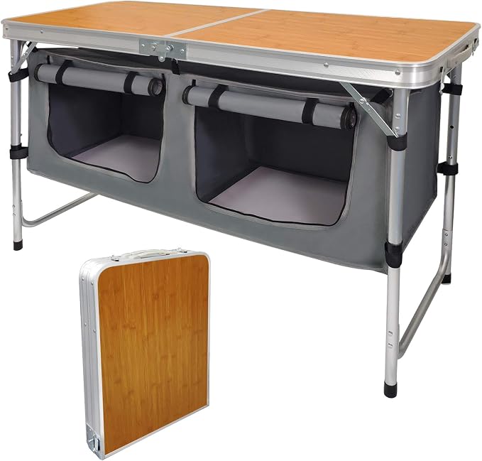 CampLand Outdoor Folding Table Aluminum Lightweight Height Adjustable by CampLand