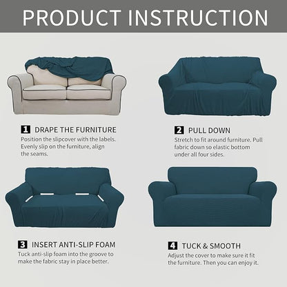 Easy-Going Stretch Oversized Loveseat Couch Covers Washable Deep Teal | 1-Piece - Image 6