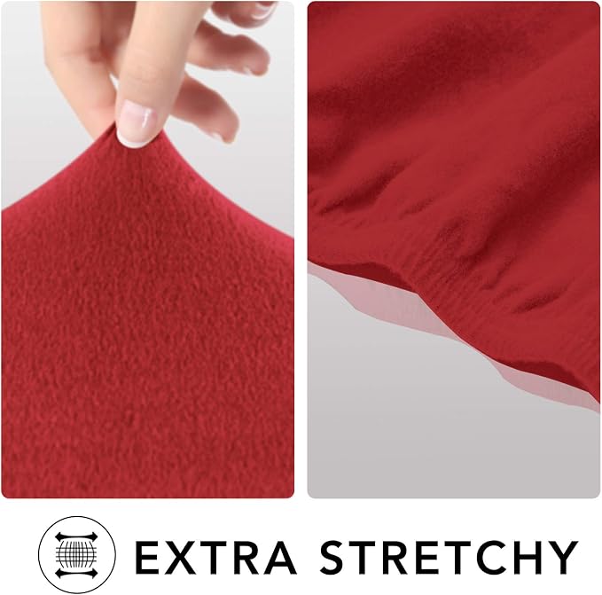 PureFit Stretch Couch Covers for Sofa Large Sofa Slipcovers Red | 1-Piece Sofa - Image 4