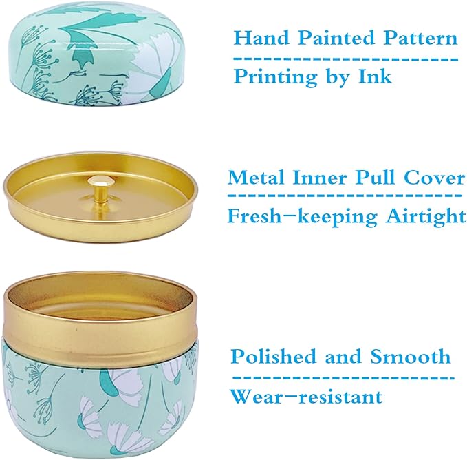 HAN SHENG 6 Pcs Airtight Tea Storage Tins 10 OZ, Food Storage Containers for Coffee Beans, Spices, Sugar